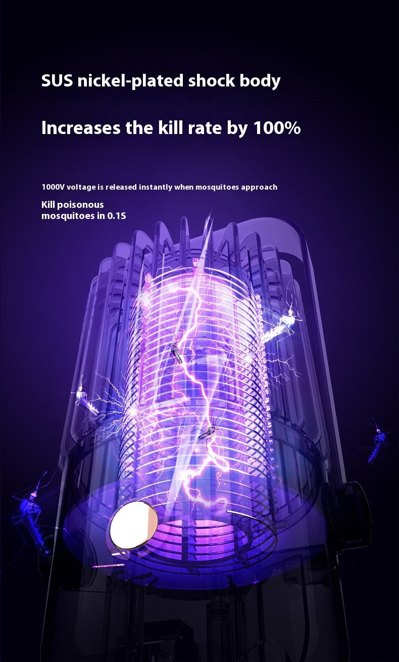 Electrostatic mosquito killer with lightning effects on a dark background