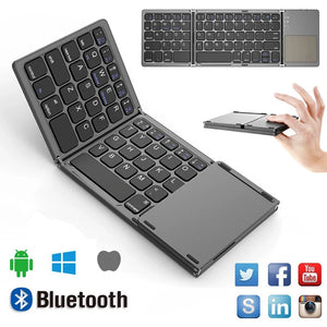 Mini Folding Keyboard, Bluetooth Wireless Touchpad. For Windows, Android, IOS, Tablet, iPad